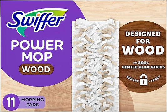 Swiffer PowerMop Wood Mopping Pad Refills for Floor Cleaning, 11 Count