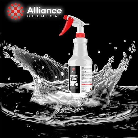 Alliance Chemical Isopropyl Alcohol 99% - 1 Quart Spray Bottle - High-Purity Concentrated Rubbing Alcohol for Effective Cleaning - Quick-Drying, Domestically Sourced IPA