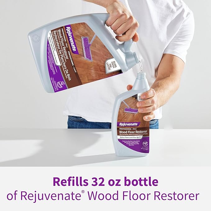 Rejuvenate Professional Wood Floor Restorer Fills Scratches, Shines And Protects Wood Flooring For A High Gloss Shine, 1 Gallon