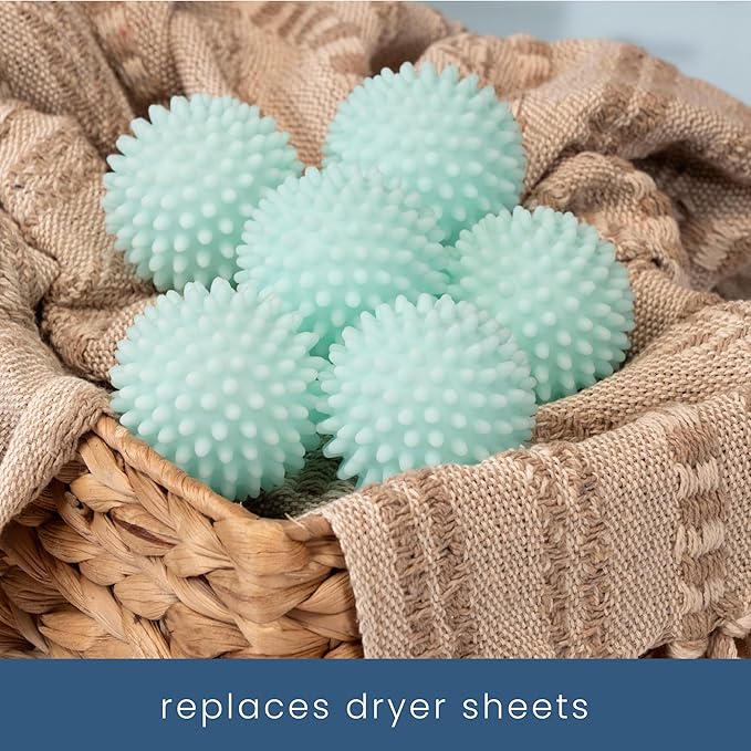 S&T INC. Reusable Plastic Dryer Balls, Fabric Softener for Laundry, Blue, 2.5 in, 6 Pack