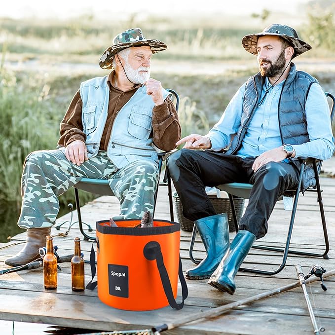 Collapsible Bucket with Handle 20L, Multifunctional Folding Water Container for Camping, Hiking, Traveling, Fishing, Laundry, Gardening, Waterproof, Durable, Lightweight