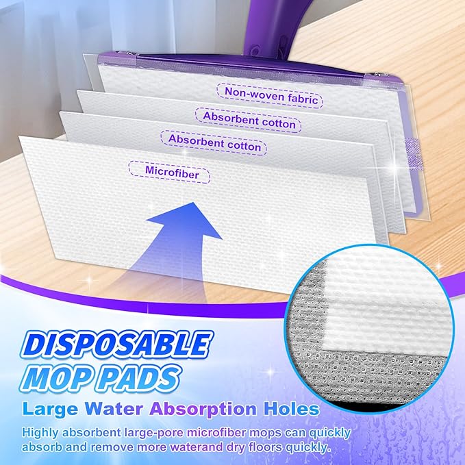 Mopping Replacements Pad Compatible with Swiffer Wet Jet Spray Mops, Disposable Multi Surfaces Mop Pads Refills Used for Floor Cleaning, Thickness and Absorbent, 25 Count