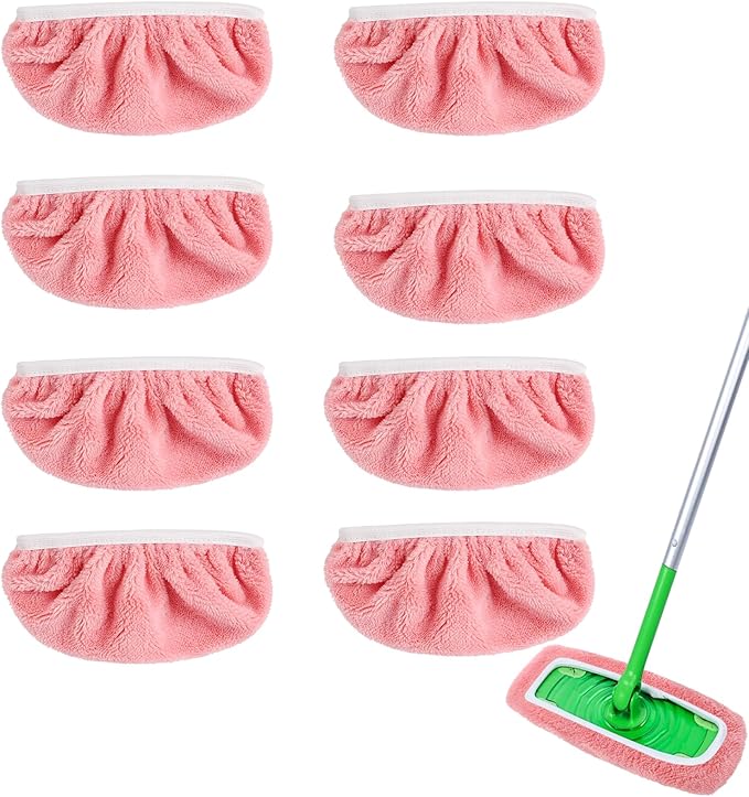 8Pcs Reusable Microfiber Mop Pads Compatible with Swiffer Sweeper，Dry Sweeping Cloths & Wet Mopping Cloths Washable Wet Pads for Hardwood Surface Floor Cleaning