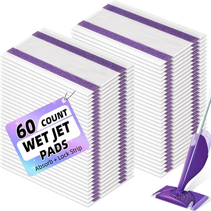 60 Count Mopping Pad for Wet Jet Mop Disposable Wetjet Pads Refills Replacement for Wet Pads Refill Compatible with Wet Jet Pads Thickness & Absorbent for Household Multi-Surface