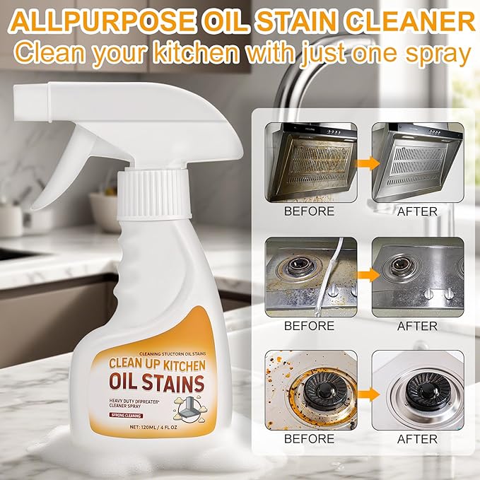 Clean Up Kitchen Oil Stain Remover, Heavy Oil Stains Cleaner, Degreaser Spray, For Cleaning Stovetop, Oven, Range Hood, Countertops, Grill, Backsplash