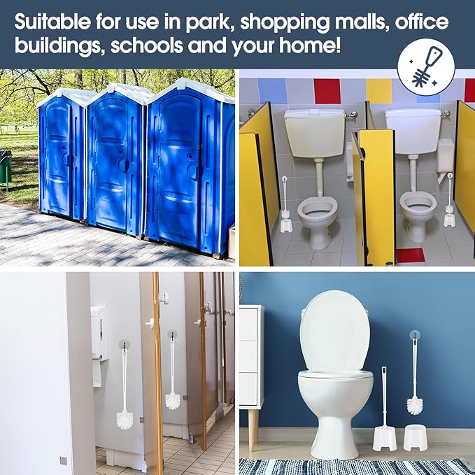 Mimorou 12 Sets Toilet Brushes and Holders Set White Toilet Bowl Brushes for Bathroom Scrub with Plastic Holders for Bathroom Cleaning Accessories