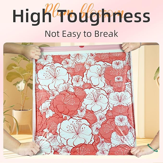 13 Gallon Trash Bags Drawstring, 50 Count Tall Kitchen Trash Bags, Sturdy Large Trash Bags, Plum Blossom Printed Garbage Bags 13 Gallon Tall Kitchen, Tear Resistant Kitchen Garbage Bags for Kitchen