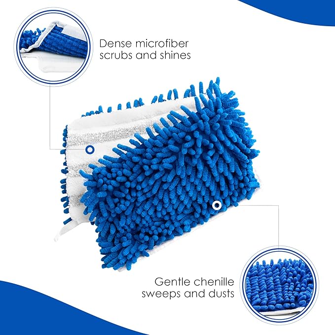 Houseables Dust Mop Replacement Head, Floor Mop Pads, Reusable Microfiber Flip Pads, Refill, Dust Head Replacement, Covers Washable, Refills, Flat, Dry, Wet, Rectangular, Double Sided, 18 Inch, 3 PK