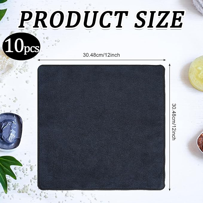 Tanlade Microfiber Cleaning Cloth Cleaning Rags Reasonable Kitchen Towels Microfiber Towels Cars Wash Dry Erase Cloth (12 x 12 Inch,Black,10 Pcs)