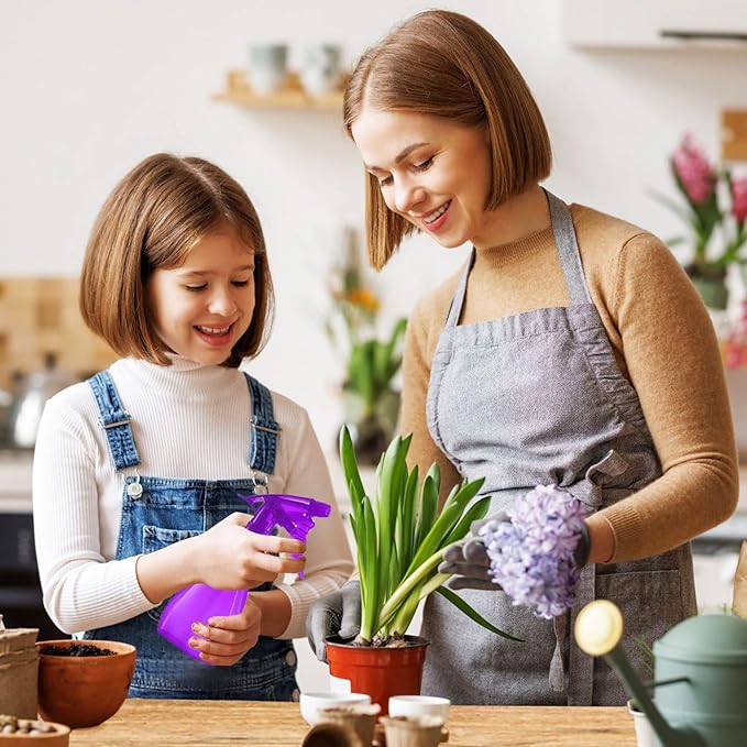 DilaBee (4-Pack, 8oz Plastic Empty Spray Bottles for Cleaning Solutions, Plants, Cooking, BBQ. Small Spray Bottle for Hair, Plant Mister, Mini Squirt Bottle for Cat - Food-Grade BPA-Free - Multicolor