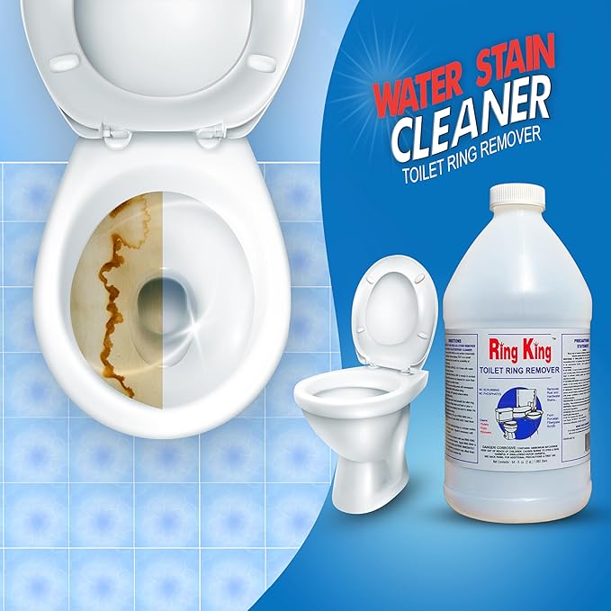 Ring King Toilet Bowl Cleaners | 64oz Toilet Bowl Cleaner Liquid Fast Acting Bathroom Cleaner For Calcium, Water, Rust, Red Clay & Lime Stains – No Scrubbing