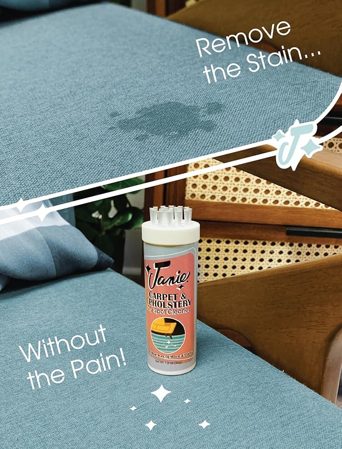 Janie Dry Stick Spot Cleaner (1.8 oz) – Instant Stain Remover Stick for Upholstery – Magic Eraser Pen for Furniture Stains – Compact, Safe, and Easy to Use