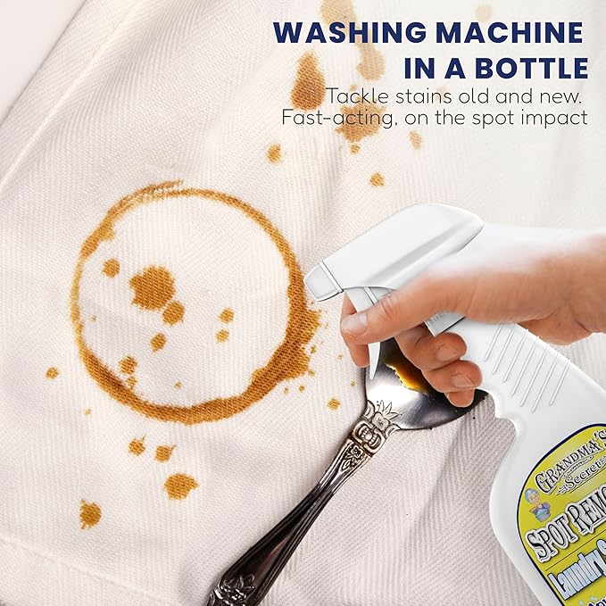 Grandma's Secret Spot Remover Laundry Spray - Chlorine, Bleach and Toxin-Free Fabric Stain Remover for Clothes - Removes Oil, Paint, Blood and Pet Stains - 16 Oz, 2 Pack