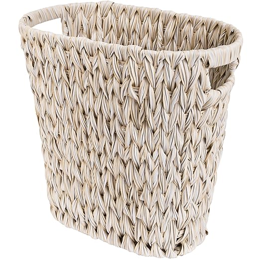 GRANNY SAYS Wicker Trash Can, Waterproof Bathroom Trash Can, Wicker Waste Basket for Bathroom, Decorative Boho Waste Basket for Bedroom, Office, 19 Liters/5 Gallons