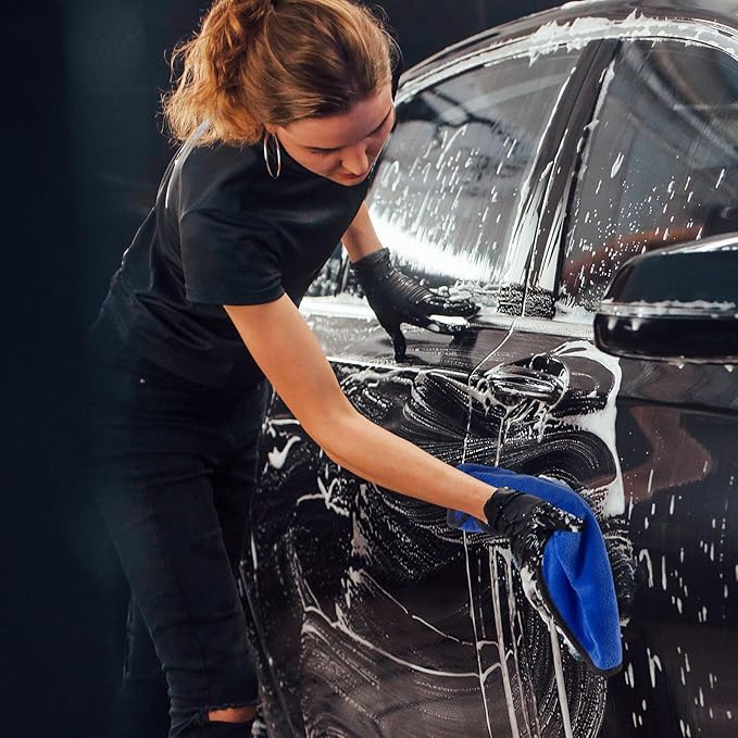 Tallew 50 Pcs Microfiber Towels 16 Inch x 16 Inch Microfiber Cloth Car Drying Towels for Cars Washing Polishing Office Windows Cleaning Household Supplies (Blue)