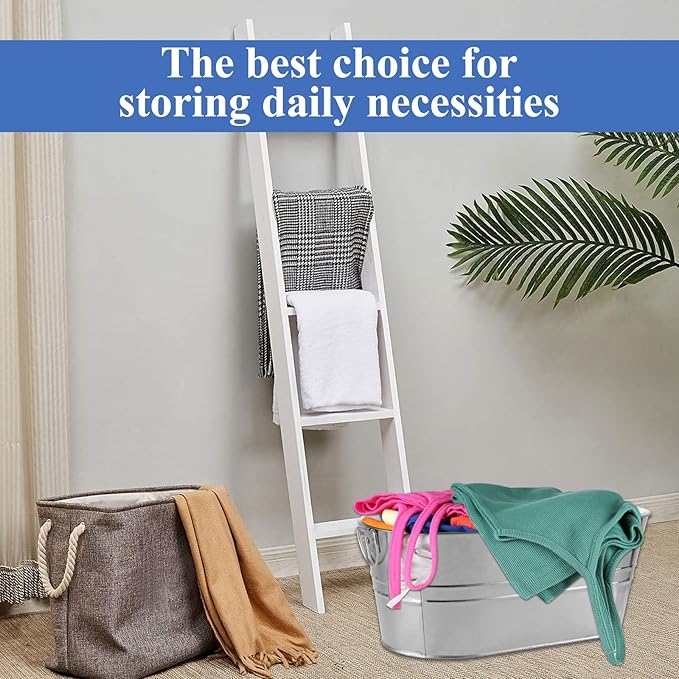 2 PCS Galvanized Bucket 4 Gallon Ice Buckets for Parties with Carry Handles Stainless Steel Beverage Tub for Parties 4 Gallon Galvanized Tub with Handles Drink Buckets for Parties Supplies