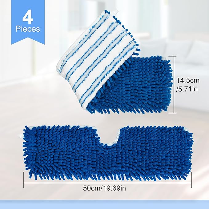4 Pack Mop Heads Replacements for Ocedar Dual-Action Microfiber Flip Mop, Double Sided Mop Replace Head Mop Refills with Microfiber & Chenille for Dry Wet Use, Reusable, Machine Washable