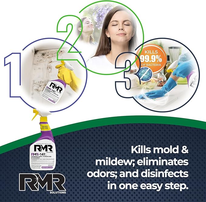 RMR-141 EPA Registered Mold and Mildew Killer, Eliminates Odors, Removes Mold, Mildew, Bacteria, and Viruses, 32-Ounce Bottle