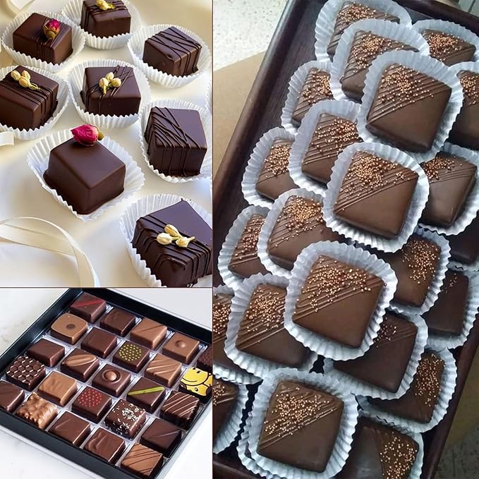 Sakolla 2 Pack Caramel Candy Molds, 40 Cavities Square Cube Silicone Molds for Chocolate, Candy, Ice Cubes, Gummy, Ganache, Jelly, Truffles