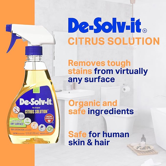 Orange-Sol De-Solv-It Citrus Solution - Odor & Stain Remover for Cloth, Wood, Glass & More, 12-Ounce