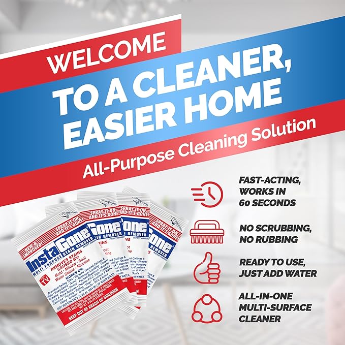 Stain Remover - 4 Pack REFILL (No Bottle) - Indoor/Outdoor Ceiling, Wall, Bathroom, Roof, PVC Fences, Patio Furniture, Vinyl Siding, Concrete & More