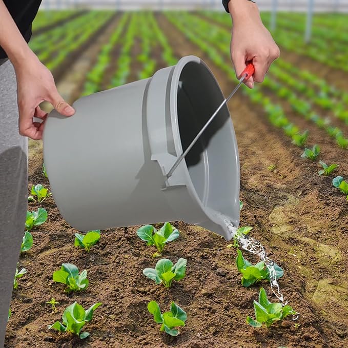 Vcansay 4 Packs Round Bucket with Spout, 14-Quart Cleaning Bucket Plastic, Grey