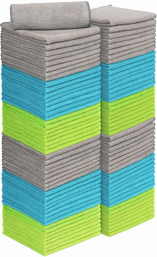 AIDEA Microfiber Cleaning Cloth-100PK, Soft Microfiber Towels for Cars, Absorbent Cleaning Rags, Lint-Free Streak-Free Wash Cloths for House, Kitchen, Window(12in.x12in)