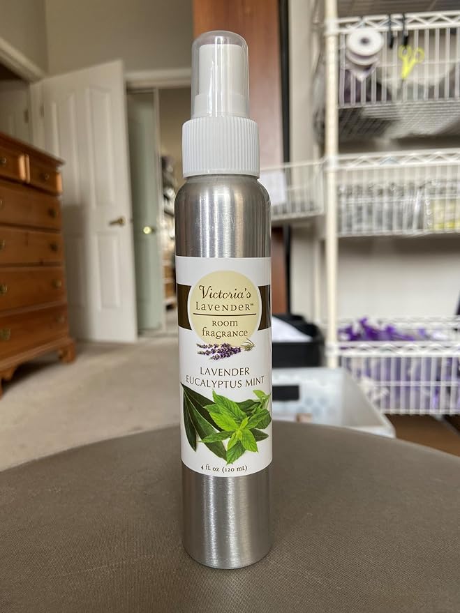 Victoria's Lavender Room Spray - All Natural Home Fragrance, Made in the USA with Pure Essential Oil Air Freshener & Odor Eliminator, Relaxing Scent, 2pk Lavender Eucalyptus Mint, 4oz each