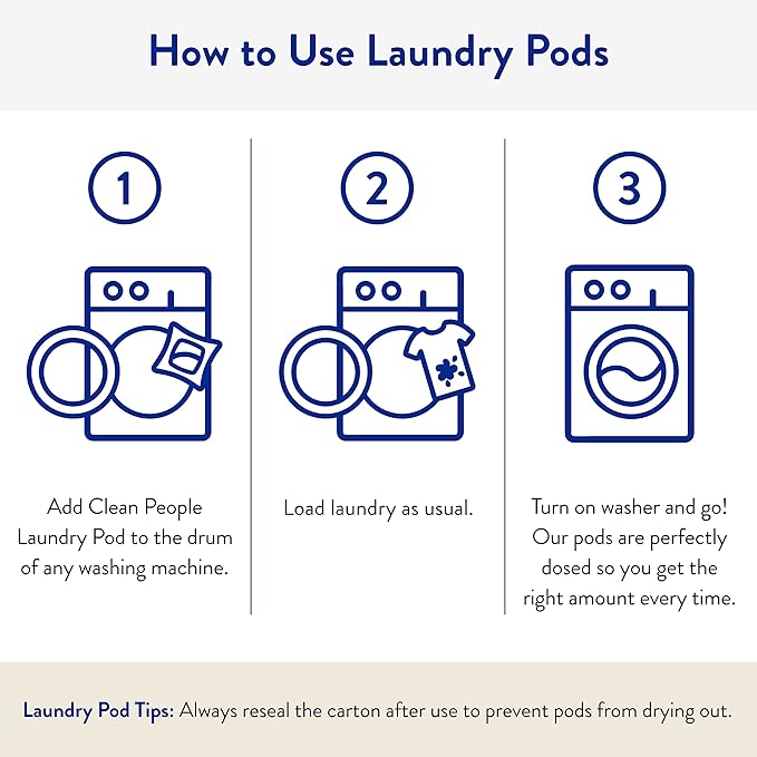 The Clean People Laundry Detergent Pods - Hypoallergenic Laundry Pods - Ultra Concentrated, Recyclable Packaging, Stain Fighting - Lavender, 32 Pack