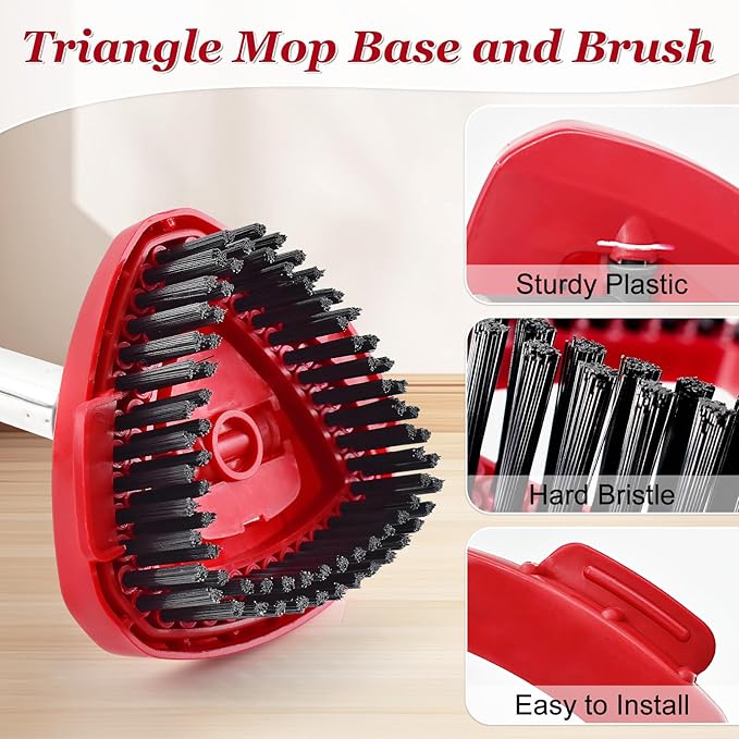 Spin Mop Handle,Mop Heads Replacements,Scrubber Mop Head and Mop Base Combo Set Compatible with Ocedar RinseClean 2-Tank Spin Mop,Mop Replace Head and Scrub Brush Set for Multi-Surface Hard Floor