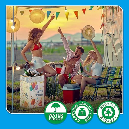 13 Gallon Disposable Trash Cans with Built-in Handles, 4 Pack Extra Large Portable Trash Can, Waterproof Layer Reusable Garbage Cans, Extra-Thick Cardboard Recycling Bins, Perfect for Parties,Colorful