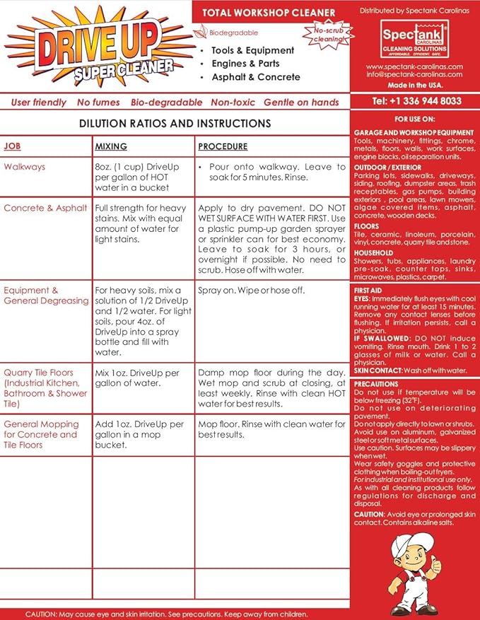 Concentrated Degreaser 1 x 1 gal, Multi Surface, Safe Degreaser, Remove Motor Oil from Concrete, Industrial Strength