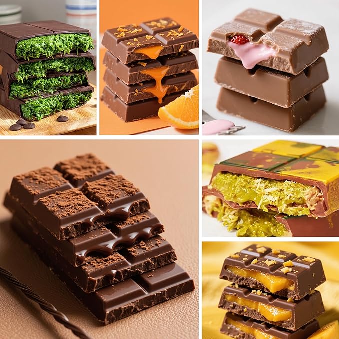 2 Pack Silicone Chocolate Bar Molds - Non-Stick Deep Dubai Chocolate Mold for Candy Bars, Pistachio, Homemade Energy,Protein Bars, Homemade Desserts (Reusable, Break Apart Design, Dishwasher Safe)