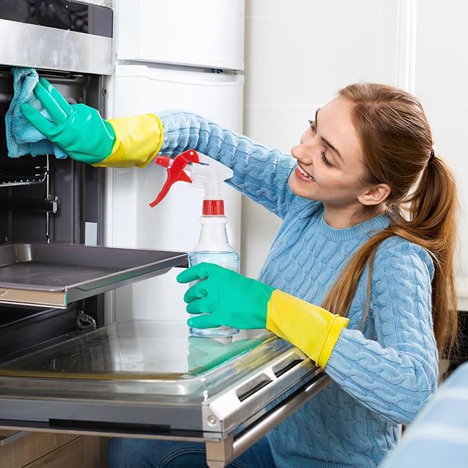 Eccliy 20 Pack 16oz Empty Spray Bottles, Leakproof Cleaning Bottles with Measurement and Adjustable Nozzle for Housekeeping, Commercial Use(Clear Cylinder,Red White Spray Head)