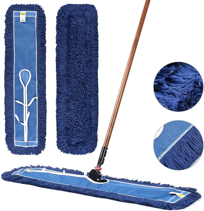 Matthew Cleaning 36'' Industrial Strength Cotton Dust Mop Refill Washable Replacement Heads for Residential & Commercial Use Fit Standard Dust Mop Frames, Hardwood, Laminate, Concrete Floors 1 Pack