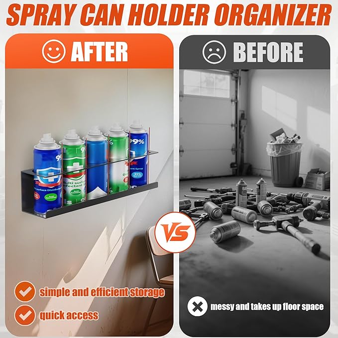 2 Pack Spray Paint Can Holder,Wall Mount Spray Bottle Holder,Heavy-Duty Aerosol Can Holders,Tool Organizer Rack for Garage,Craft Workspace and Home,Holds 10 Cans