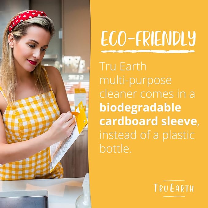 Tru Earth Multi-Surface Cleaner Eco-Strips | All Purpose Cleaner Concentrate for Multi-Use, Fresh Lemon Scent, 8 Strips