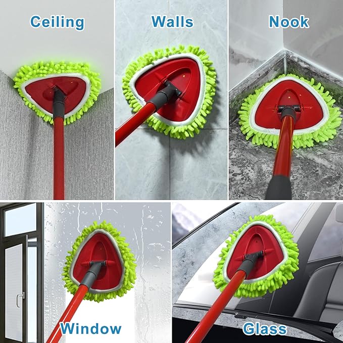 Mop Replace Head for O Cedar, Spin Mop Heads Replacements for Ocedar Easywring 1 Tank Spin Mop, Chenille Duster for Ocedar Mop Include 3 Pack Microfiber Chenille Mop Pad for Ocedar Spin Mop