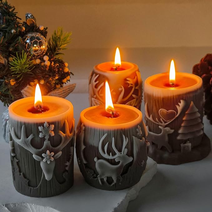 Deer Animal Molds Animal Spiral Wave Pillar Rotate Candle & Resin Mold - Resin Casting Silicone Molds for Home Decor & Candle Making Wave Spiral Mold