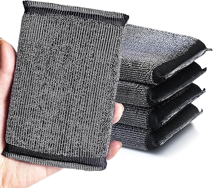 Kitchen Sponges for Dishes - Steel Wool Scrubber Sponges for Kitchen Heavy Duty Non-Scratch Scrubbing Cleaner (6 Pack)
