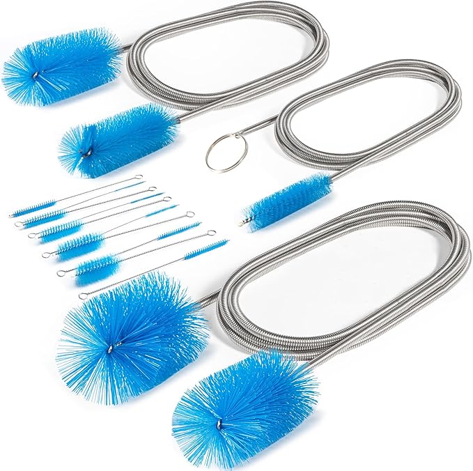 Cleaning Brush,13Pcs Stainless Steel Nylon Brush Set,Flexible and Portable Cleaning Brushes for Household Use,Bottle Washing Brush,Long Pipe Cleaners,Sunroof Drain Cleaning Tool