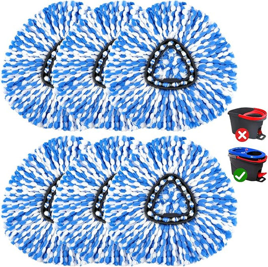 Mop Replace Heads Compatible for O Cedar 6 Pack, Spin Mops Refill Head Replacement for RinseClean 2-Tank System, Machine Washable, Suitable for Hard-surfaced Floors Cleaning