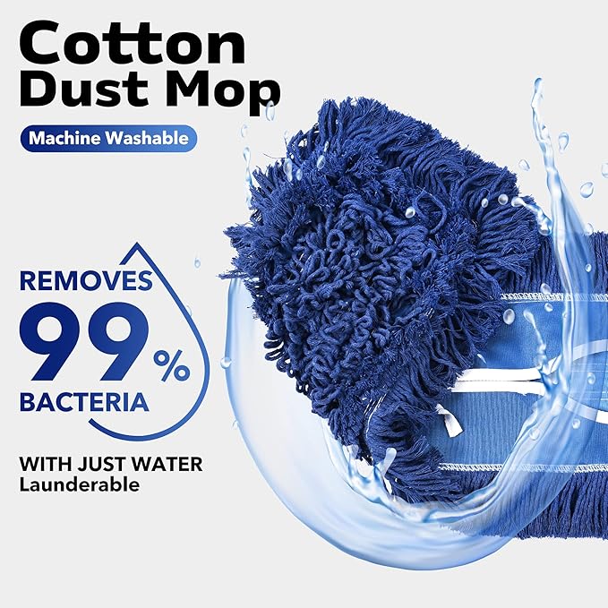 Matthew Cleaning 36'' Industrial Strength Cotton Dust Mop Refill Washable Replacement Heads for Residential & Commercial Use Fit Standard Dust Mop Frames, Hardwood, Laminate, Concrete Floors 1 Pack
