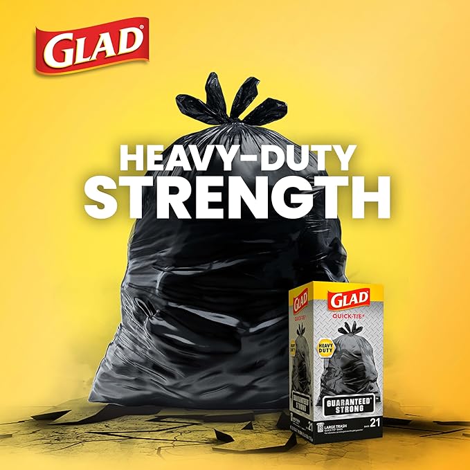 Glad Trash Bags, Strong Quick-Tie Large Garbage Bags - 30 Gallon - 21 Count (Package May Vary)