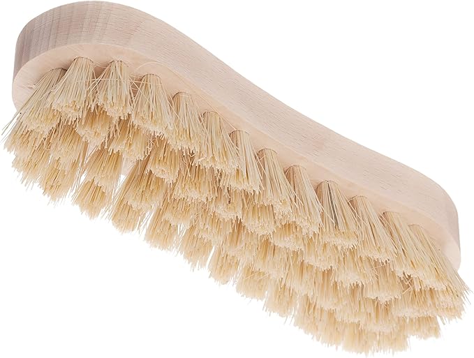 REDECKER Tampico Fiber Wooden Scrub Brush with Untreated Beechwood Handle, 6-1/2 inches Natural Bristles are Heat-Resistant and Retain Shape - Wooden Scrub Brushes for Cleaning
