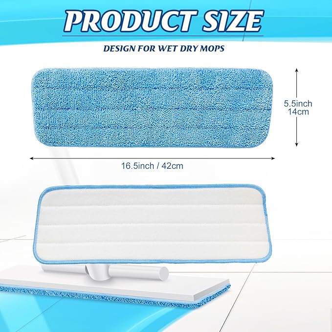 48 Pcs Microfiber Mop Pads Machine Washable Cleaning Flat Mop Head Replacement Reusable Household Pads for Hardwood and Hard Surface Floor Cleaning and Scrubbing