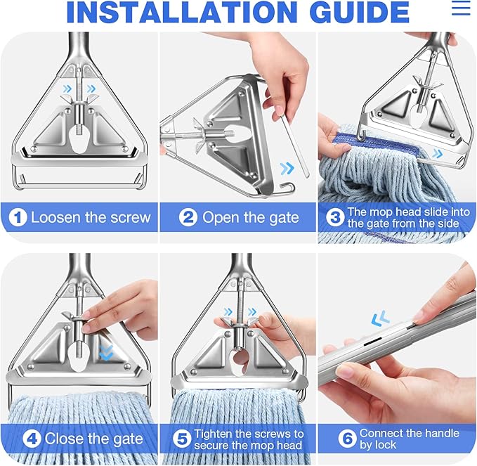 String Mop for Floor Cleaning - Heavy Duty Industrial Commercial Wet Mop with Extra Replacement Head , 59inch Handle, for Home,Garage,Office, Workshop, Warehouse Floor Cleaning