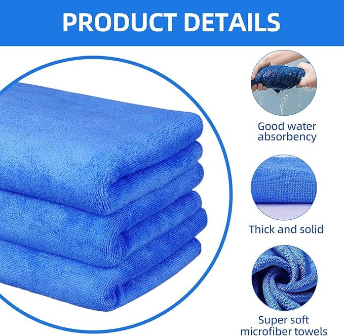 6 Pack Microfiber Cleaning Cloths Extra Large 30" x 20",XL Rags Washable Reusable Streak Free Lint Free Towels for Floor Mop,Glass,Windows,Kitchen,Bathroom,Office & Car Cleaning(Blue)