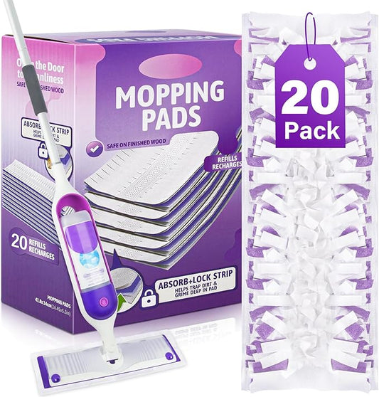 Mop Pads Refills for Swiffer Power Mop: 20 Pcs Wet Dry Disposable Pad for Multi-Surface Floor Cleaning - Mopping Replacement for Tile Hardwood - Sweeping Cloths for Home Kichen