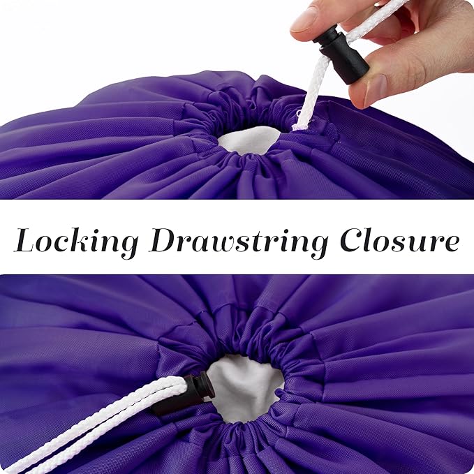 Nylon Laundry Bag - Locking Drawstring Closure and Machine Washable. These Bags will Fit a Laundry Basket or Hamper and Strong Enough to Carry up to Three Loads of Clothes. (Purple)